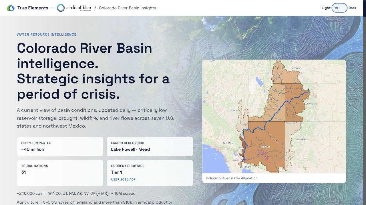 Colorado River Basin Water Observatory interface